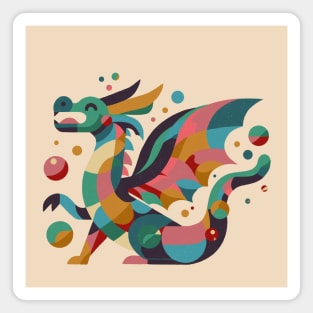 Colourful geometric dragon Magnet